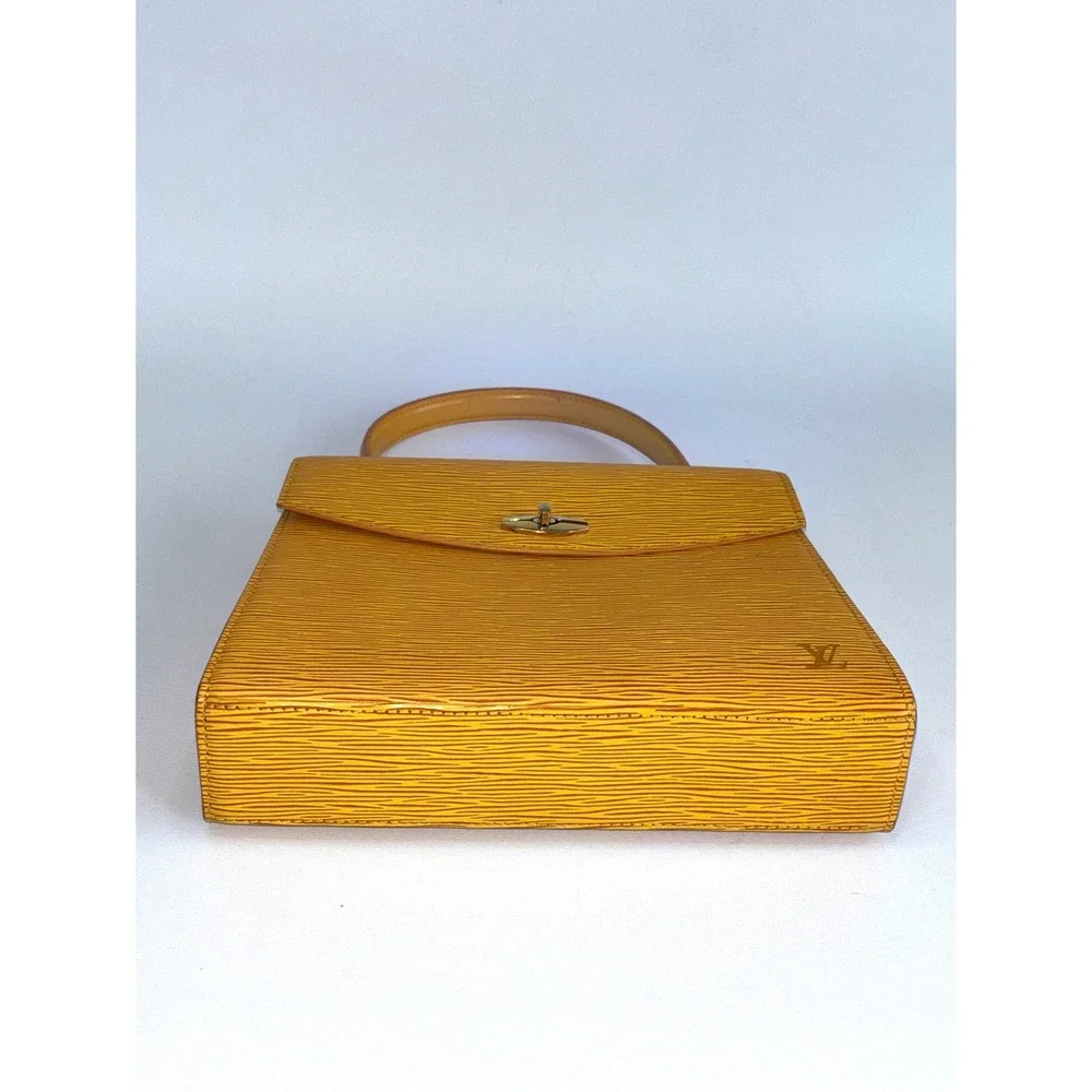 Louis Vuitton Malesherbes Epi Leather Yellow Purple Vintage 90s Handbag MI0963